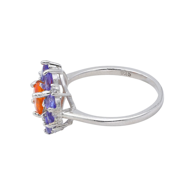 Кольцо из серебра с опалом и танзанитами