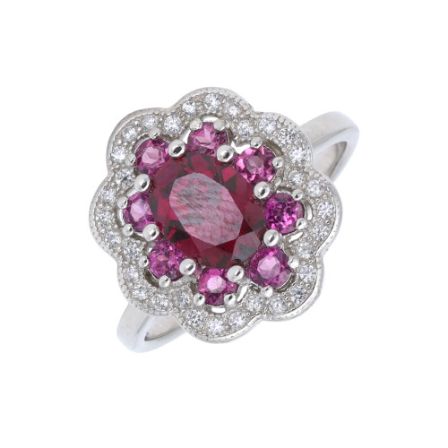 Серебряное кольцо с родолитом