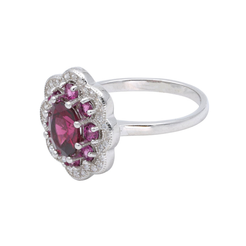 Серебряное кольцо с родолитом