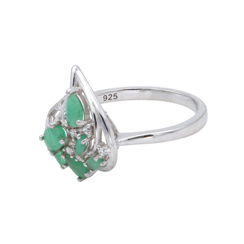 Кольцо из серебра с изумрудами