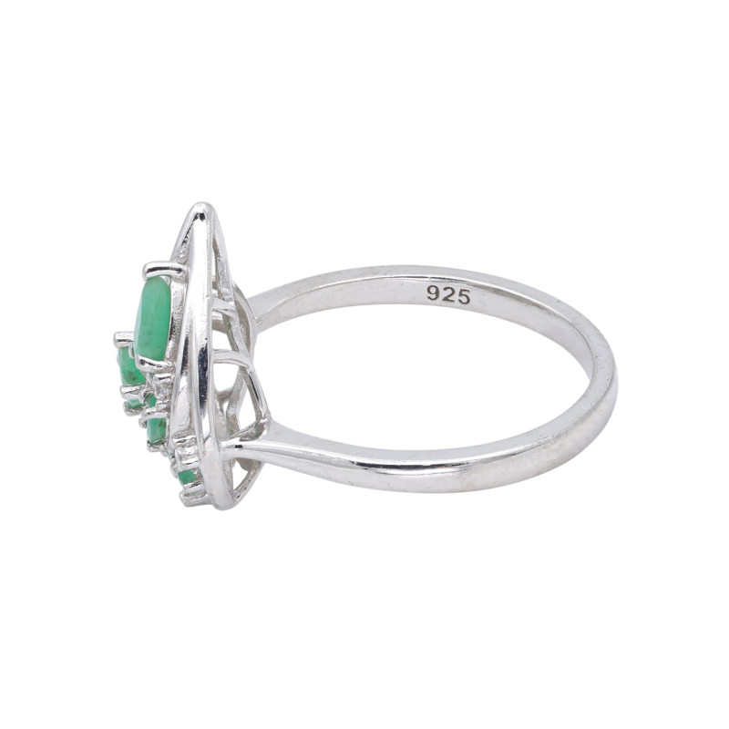 Кольцо из серебра с изумрудами
