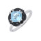 Кольцо серебряное с топазом и ониксами