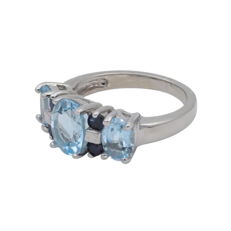 Кольцо из серебра с топазом и сапфирами