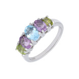 Кольцо из серебра с топазом, аметистом и хризолитом