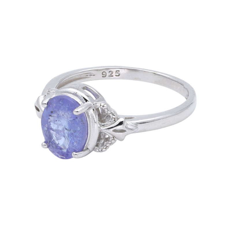 Кольцо серебряное с танзанитом