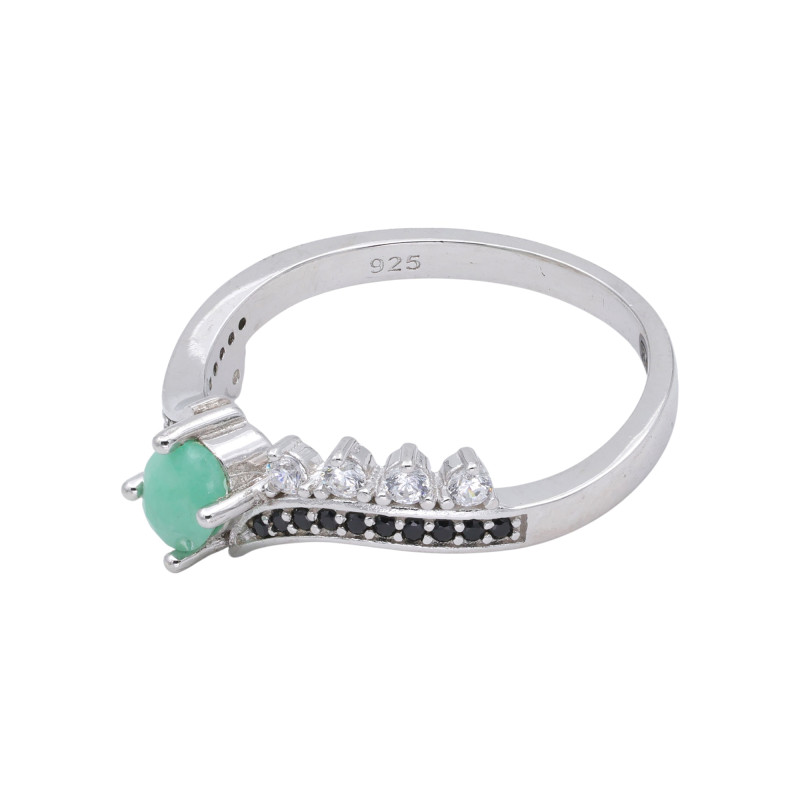 Кольцо серебряное с изумрудом и шпинелью