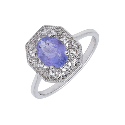 Серебряное кольцо с танзанитом