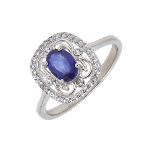 Кольцо серебряное с сапфиром