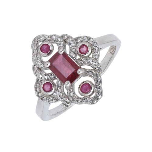 Серебряное кольцо с рубинами