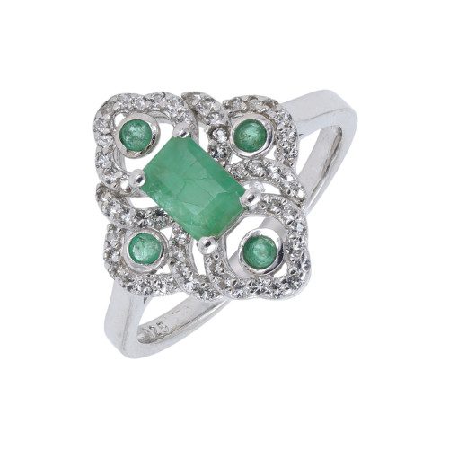 Кольцо из серебра с изумрудами