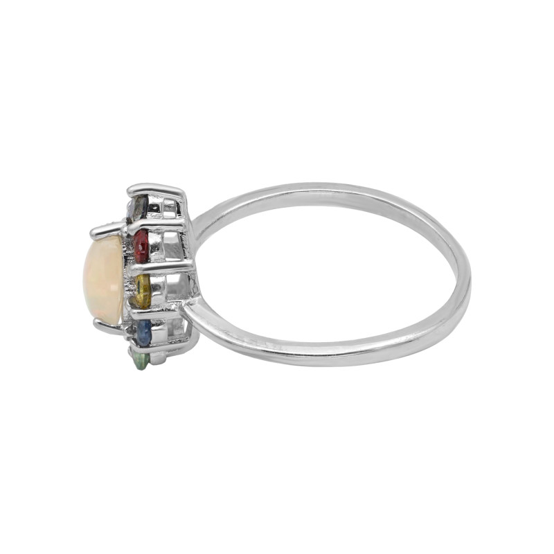 Серебряное кольцо с опалом и сапфирами