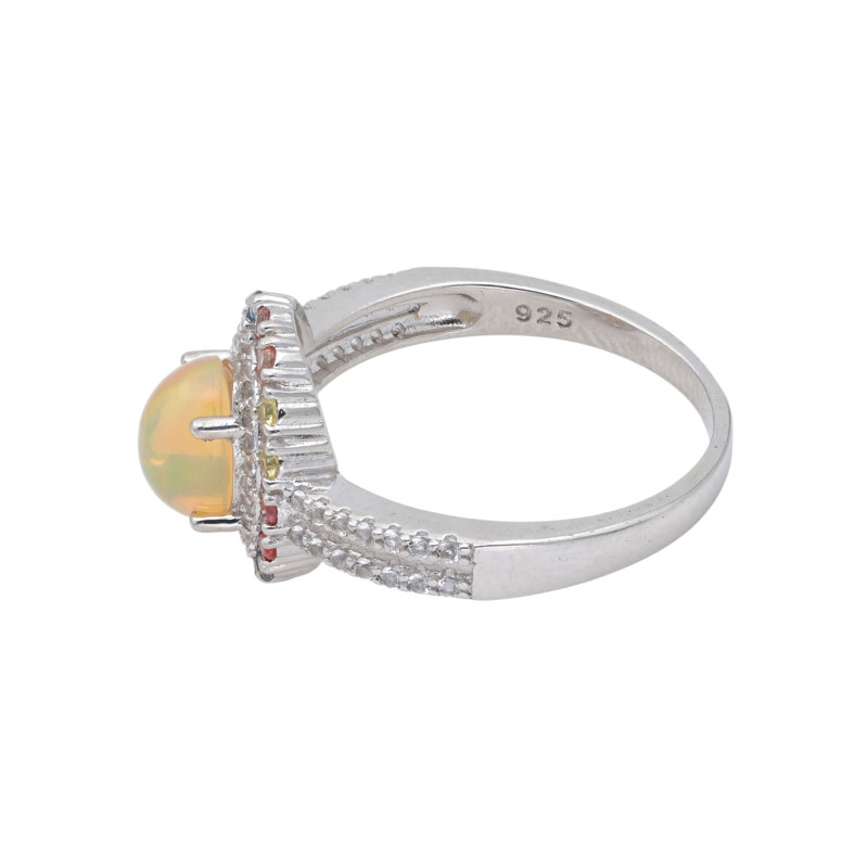 Кольцо из серебра с опалом и сапфирами