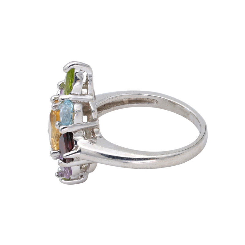 Кольцо из серебра с цитрином, гранатом и топазом