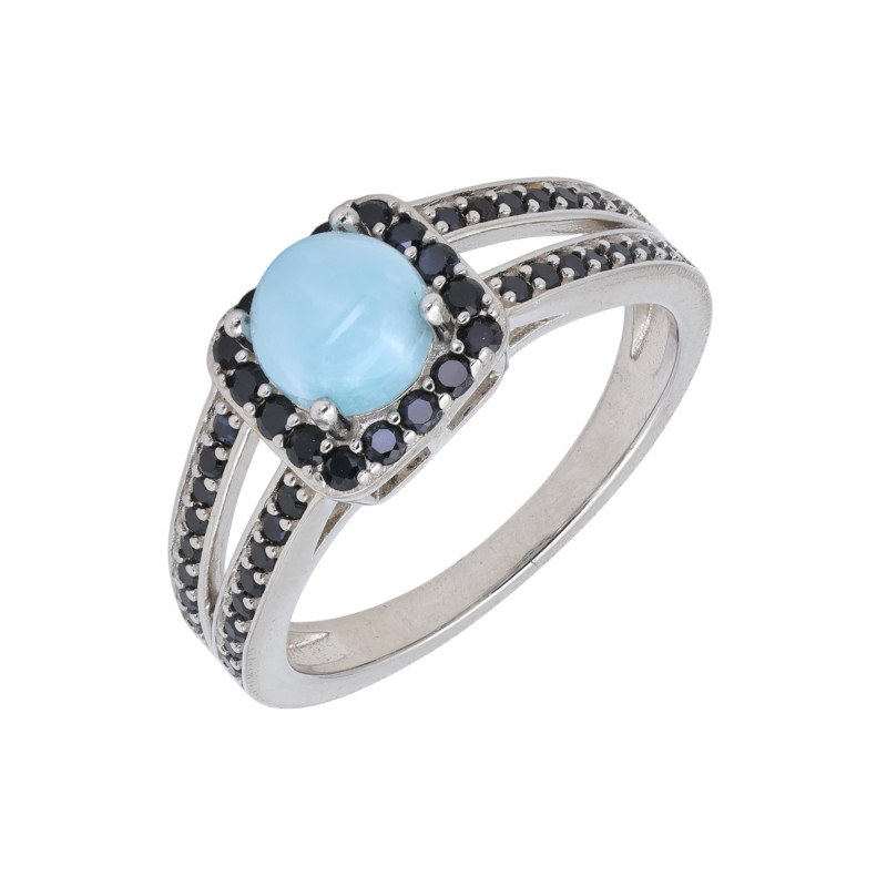 Серебряное кольцо с ларимаром и  шпинелью