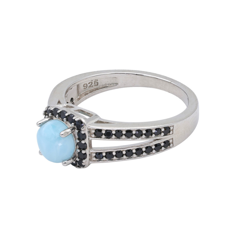 Серебряное кольцо с ларимаром и  шпинелью