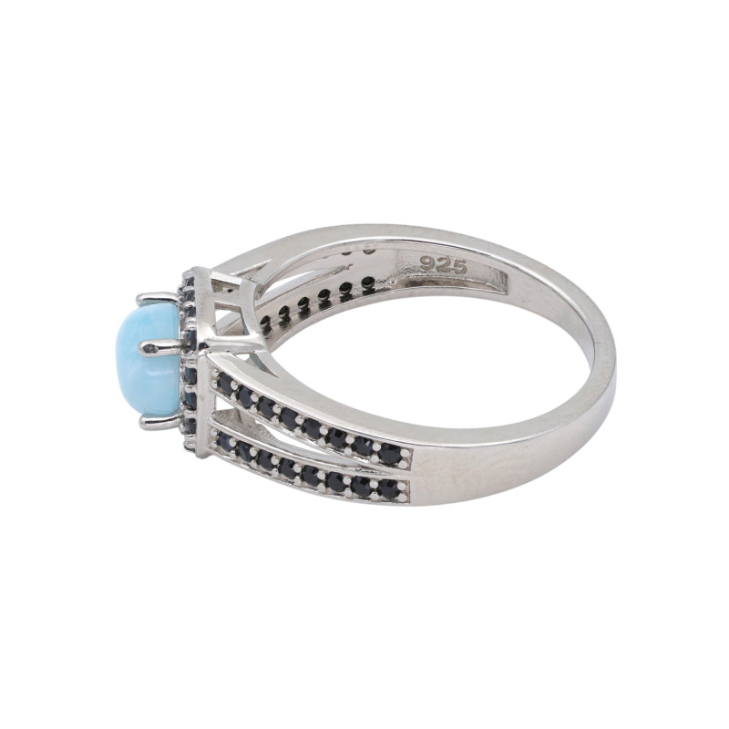 Серебряное кольцо с ларимаром и  шпинелью