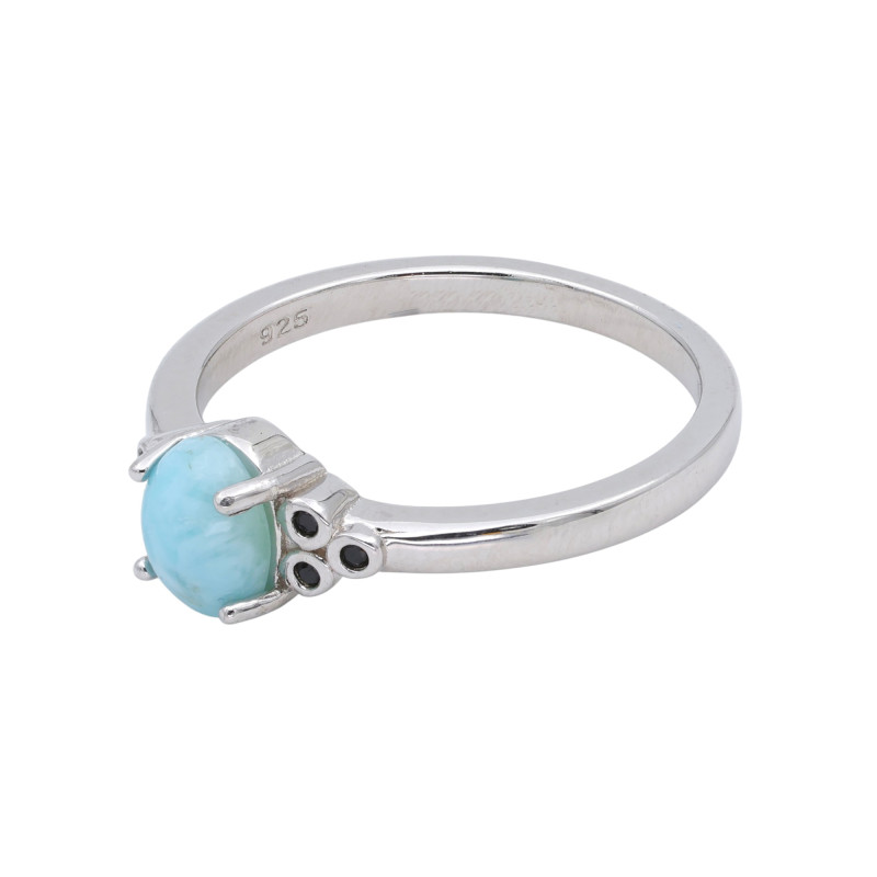 Кольцо из серебра с ларимаром и шпинелью