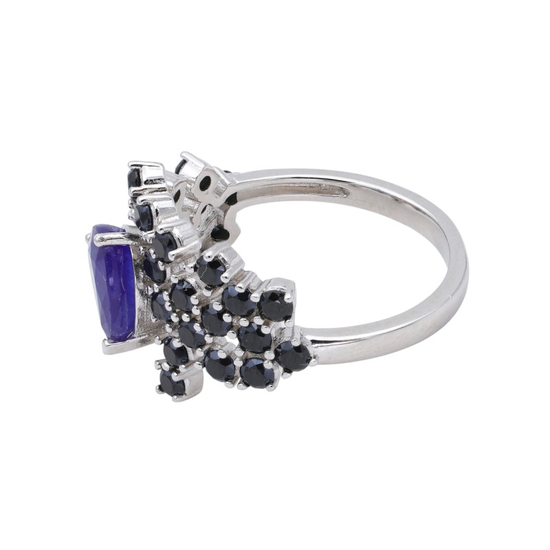 Кольцо из серебра с сапфиром и шпинелью