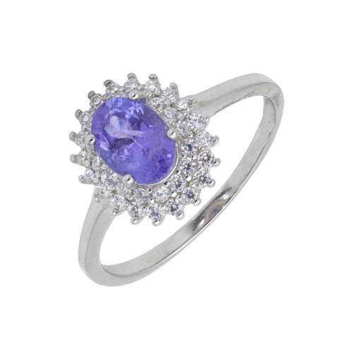 Серебряное кольцо с танзанитом