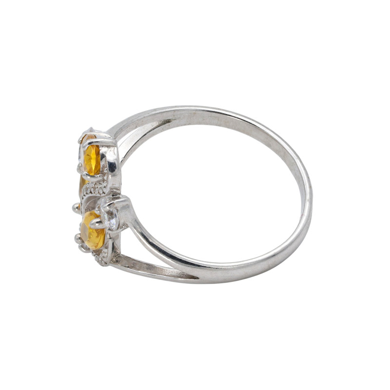 Кольцо с фианитами и цитрином