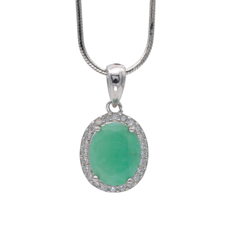 Серебряная подвеска с изумрудом