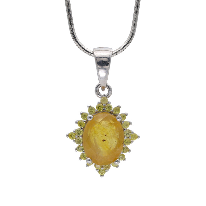 Серебряная подвеска с сапфиром