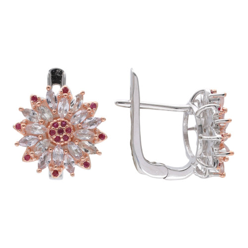 Серьги из серебра с рубином