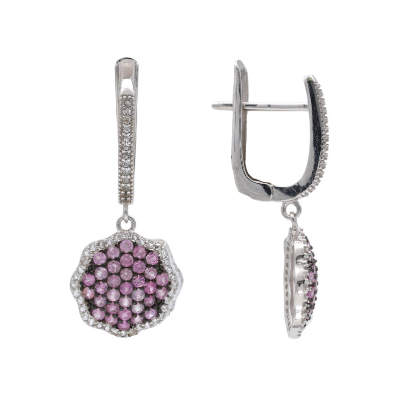 Серебряные серьги с рубинами