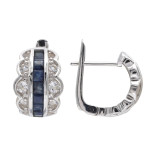 Серебряные серьги с сапфирами и топазами
