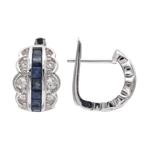 Серебряные серьги с сапфирами и топазами
