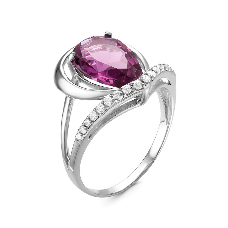 Кольцо с кварцем и фианитами