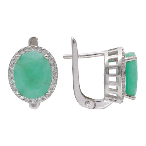Серебряные серьги с изумрудами