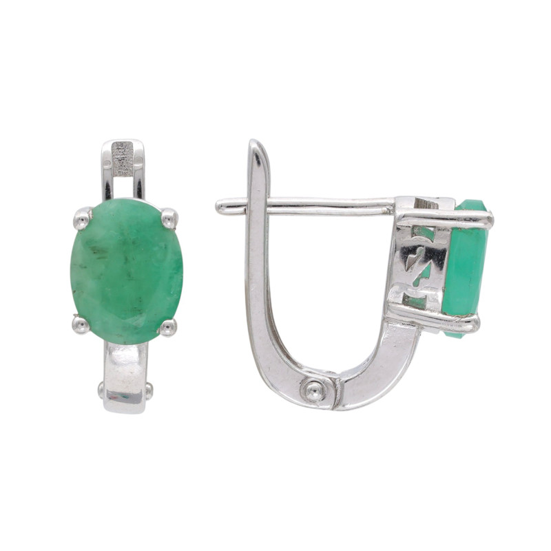 Серьги серебряные с изумрудами