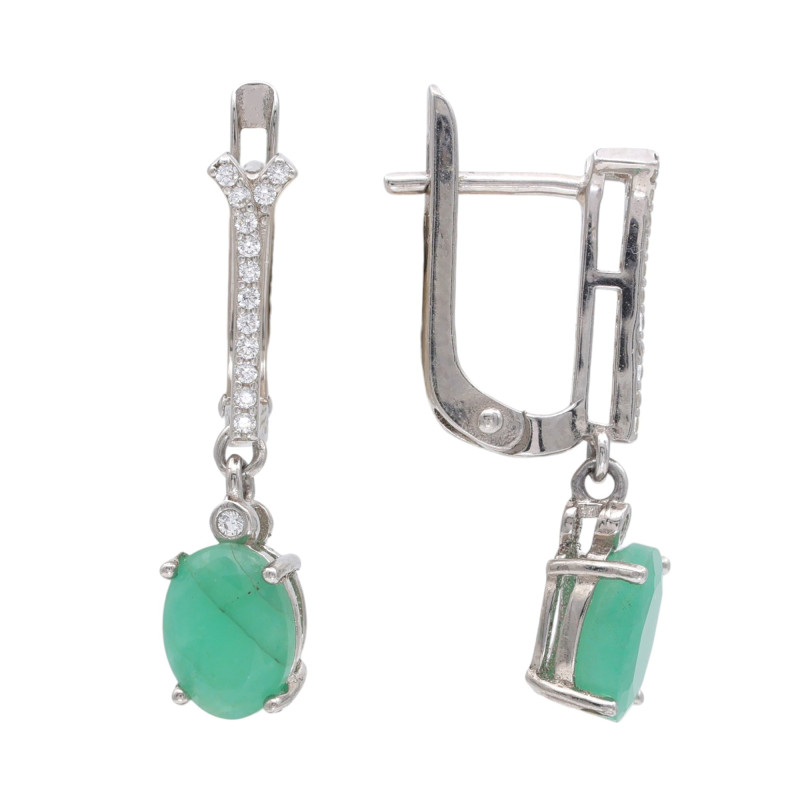 Серебряные серьги с изумрудами