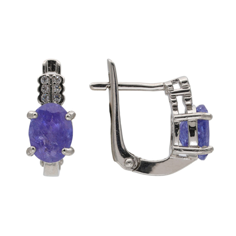 Серебряные серьги с танзанитом