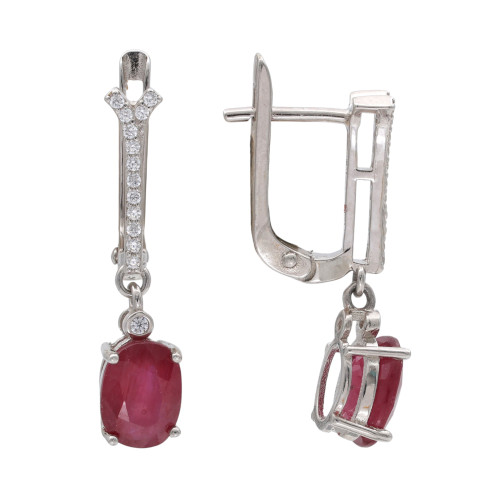 Серьги из серебра с рубином