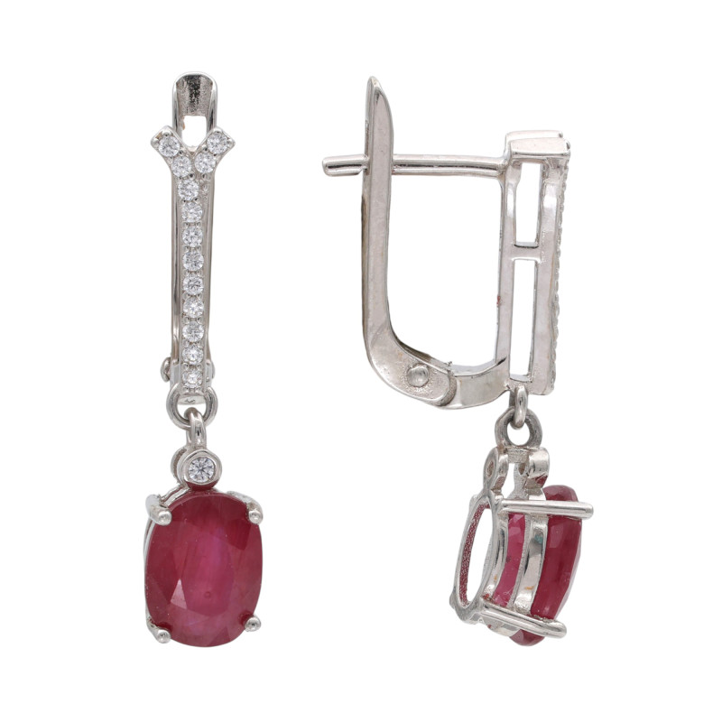 Серьги из серебра с рубином