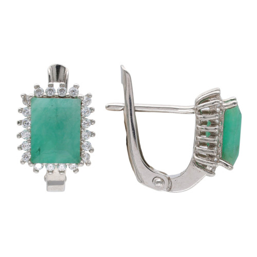 Серьги серебряные с изумрудами