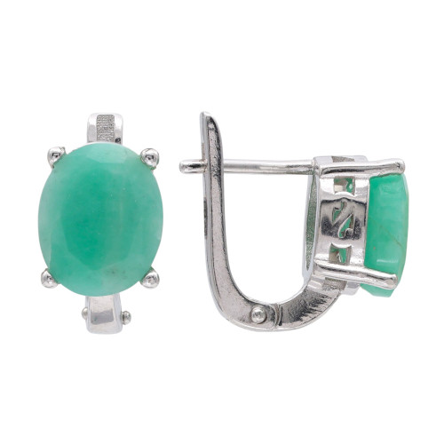 Серьги серебряные с изумрудом