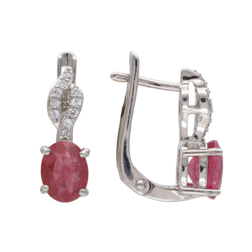Серебряные серьги с рубином