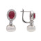 Серебряные серьги с рубином и жемчугом