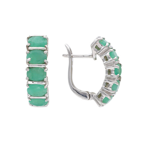 Серебряные серьги с изумрудом