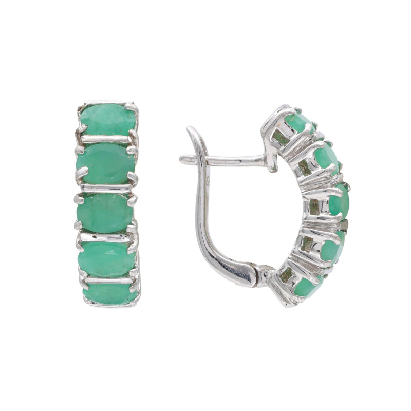 Серебряные серьги с изумрудом