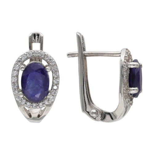 Серьги серебряные с сапфирами