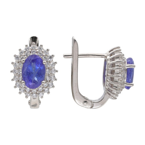 Серебряные серьги с танзанитами