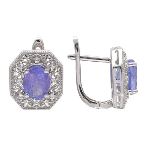 Серебряные серьги с танзанитом