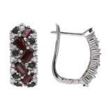 Серебряные серьги с гранатом и шпинелью