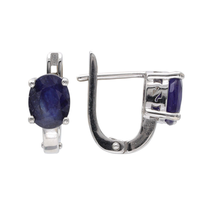 Серебряные серьги с сапфиром