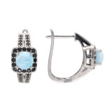 Серебряные серьги с ларимаром и шпинелью
