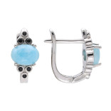 Серьги из серебра с ларимаром и шпинелью